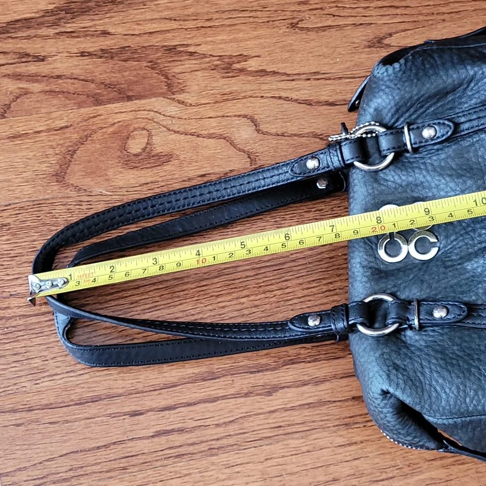 Coach "Julia" Black Leather Satchel with Silver Hardware - Picture 13 of 15